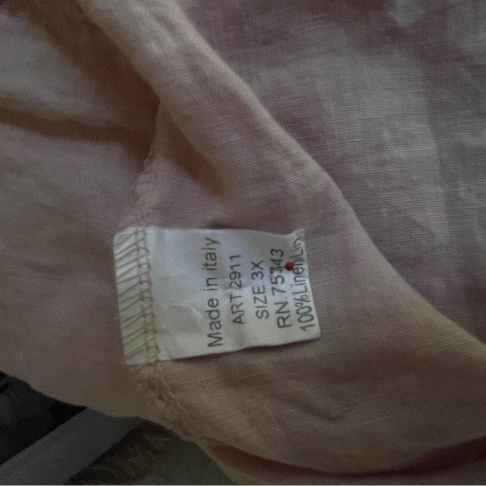Lungo L’arno Linen Tunic Top 3X Plus Short Sleeves Blush Lagenlook made In Italy - Picture 4 of 8